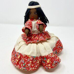 Vintage Handmade African American Caribbean Doll Basket Primitive Folk Art EUC